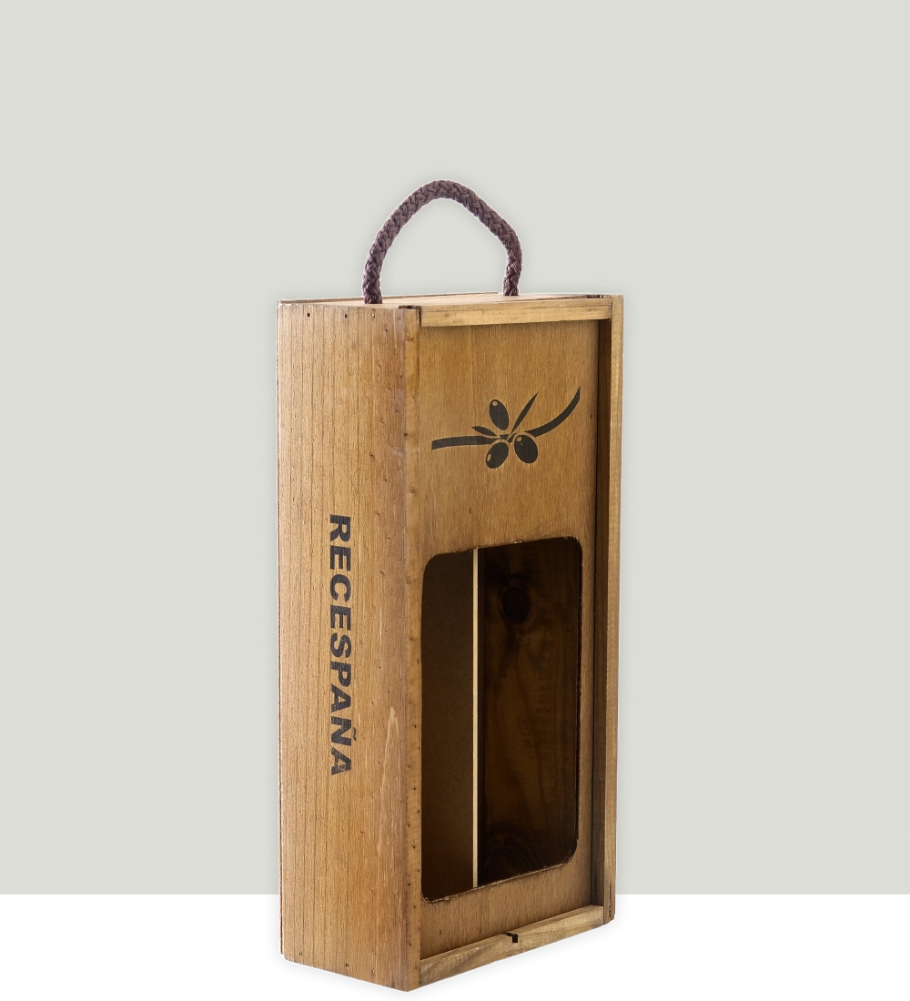 Caja madera regalo 2 botellas aceite