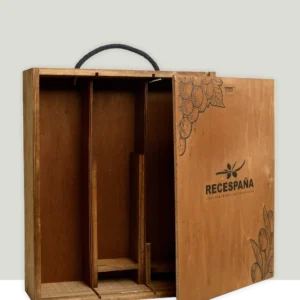 Caja madera regalo 3 botellas aceite y/o vino